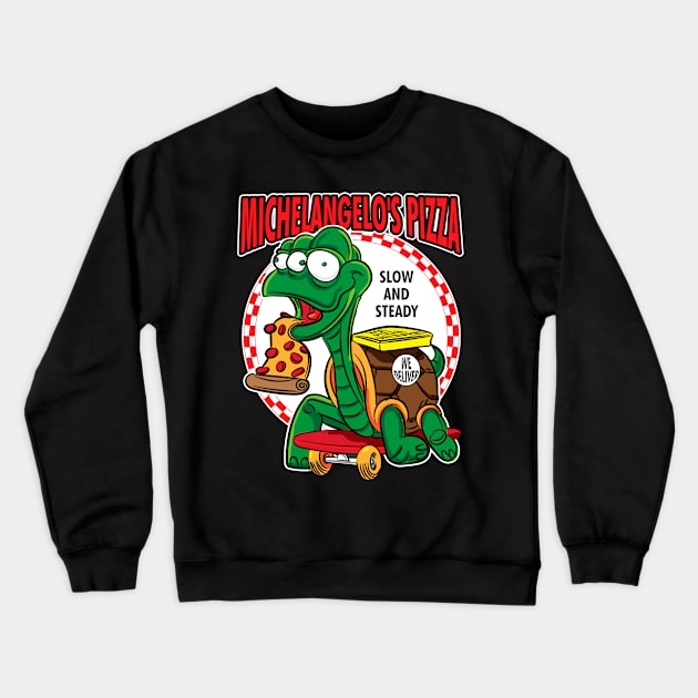 Michelangelo'S Pizza - Mutant Turtle Skateboard Pizza Delivery Crewneck Sweatshirt by eShirtLabs